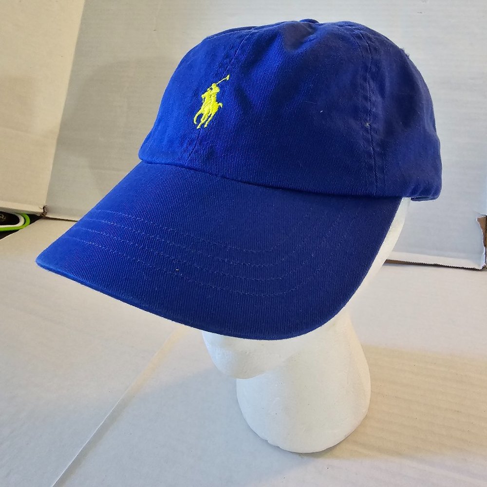 Polo Ralph Lauren Baseball Golf Cap Adjustable Blue Strapback Yellow Pony Logo